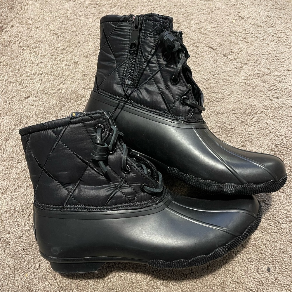 Sperry black duck boots size 7.5